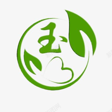 绿色感恩节字体设计圆形绿色叶子玉石标志图标图标