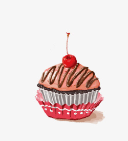 粉色蛋糕房手绘甜品的巧克力酱高清图片