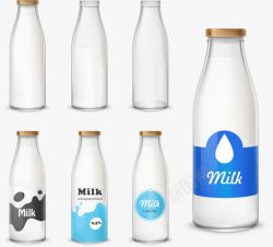 瓶装包装手绘牛奶瓶高清图片