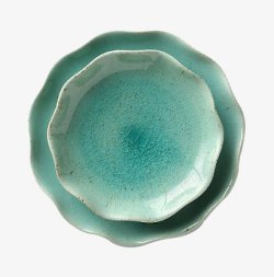 餐具器皿青色陶瓷荷叶盘高清图片