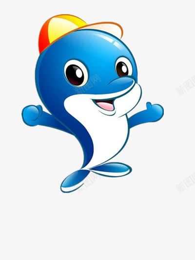 俏皮的小海豚png免抠素材_88icon https://88icon.com 卡通 大海 帽子 蓝色