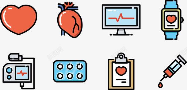 心电图医疗健康卡通可爱图标图标