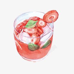 草莓果汁手绘画片素材