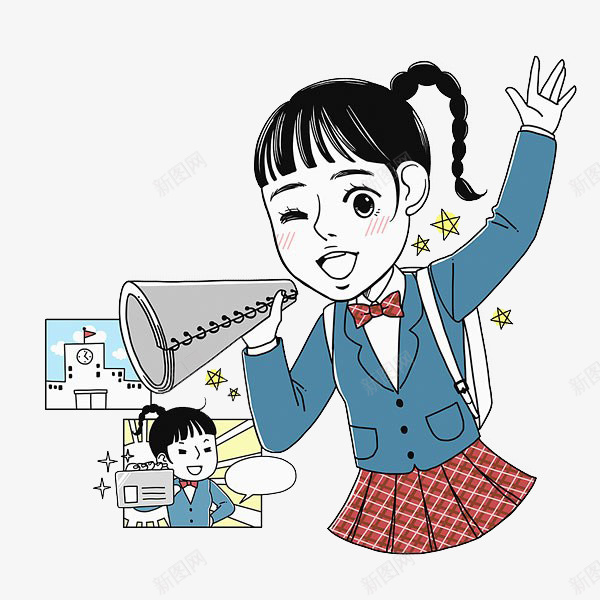 学生喊话png免抠素材_88icon https://88icon.com 卡通 喊话 学校 学生