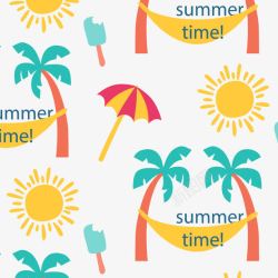 夏季太阳伞椰子树背景装饰素材