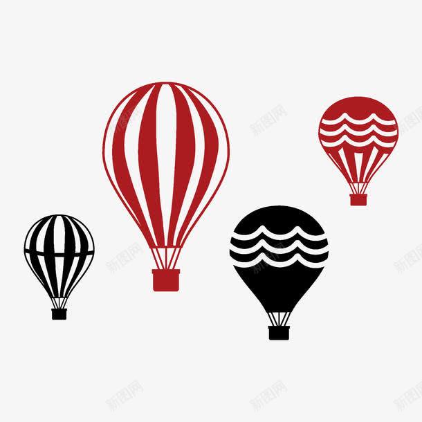 黑红热气球png免抠素材_88icon https://88icon.com 图案设计 手绘 热气球 球