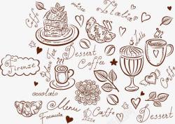 咖啡简笔画手绘面包手绘甜点高清图片