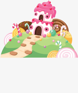 儿童糖果背景素材粉红奶油蛋糕小屋高清图片