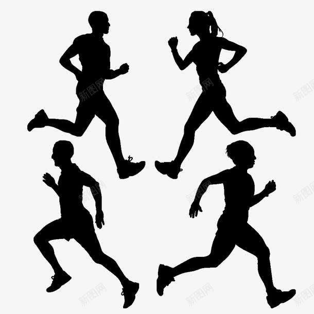 跑步剪影png免抠素材_88icon https://88icon.com 人物 健身 剪影 小黑人跑步 男女 跑步 跑步影子 运动 运动员影子 黑色