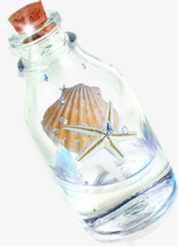 夏日沙滩玻璃瓶元素素材
