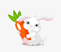 可爱蔬菜背景小兔子吃胡萝卜高清图片