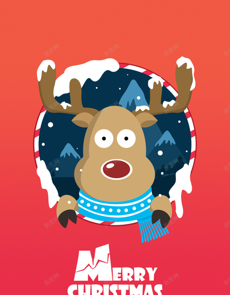 圣诞节H5背景jpg设计背景_88icon https://88icon.com H5 H5背景 h5 卡通 圣诞节 彩色 手绘 童趣 驯鹿