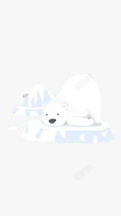 匍匐北极熊与冰山高清图片