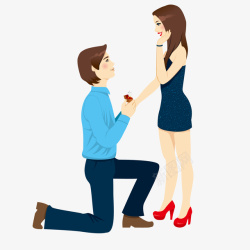 卡通跪下求婚的人物高清图片