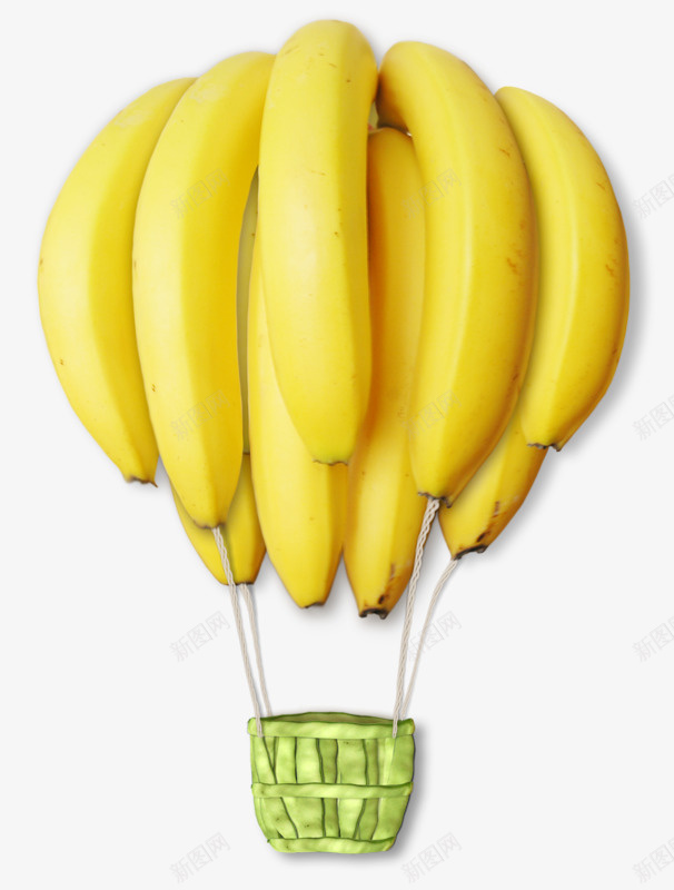 黄色香蕉热气球创意装饰png免抠素材_88icon https://88icon.com 大香蕉大 水果 素材 香蕉 黄色