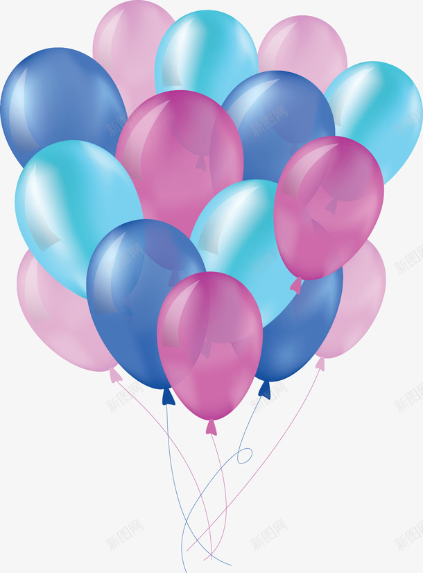 粉色蓝色节日气球矢量图ai免抠素材_88icon https://88icon.com 儿童节 气球 气球束 矢量png 节日气球 蓝色气球 矢量图