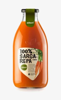 玻璃瓶红色胡萝卜汁高清图片