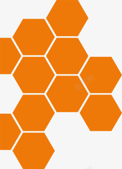 拼图素材橘色拼图六边形矢量图高清图片