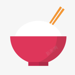 红色筷子红色圆弧米饭食物元素矢量图高清图片