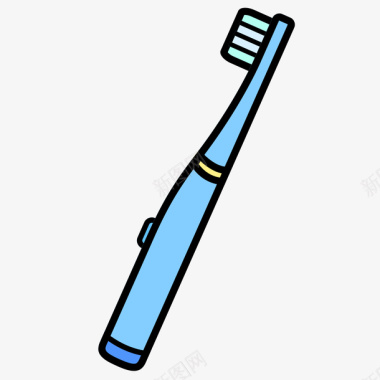 卡通蓝色狮子蓝色手绘圆角手绘牙刷元素矢量图图标图标
