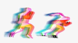 炫彩风格抖音风格炫彩彩色赛跑马拉松人物高清图片