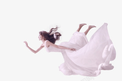 穿白裙飞翔的女人素材
