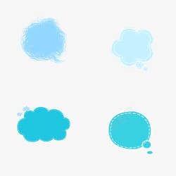 蓝色云朵卡通气泡素材