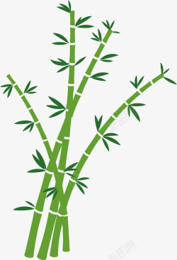 卡通手绘绿色的竹子素材