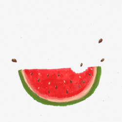 咬了一口的西瓜手绘夏天水果西瓜矢量图高清图片