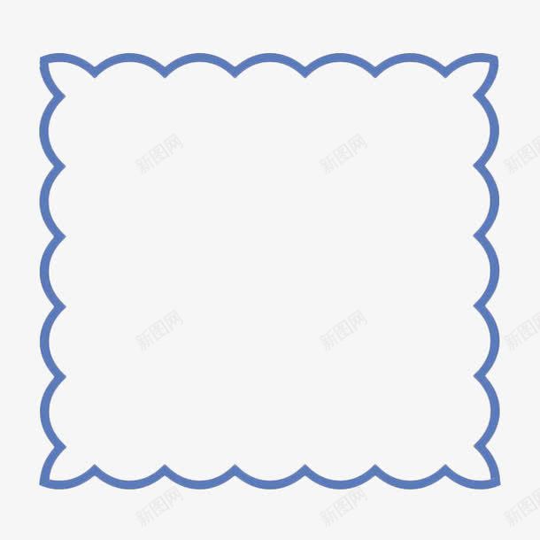 蓝色简约波浪形边框png免抠素材_88icon https://88icon.com 波浪形边框 波浪框 波浪纹 简约边框 蓝色花边 蓝色边框