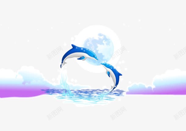 海豚海浪海水背景png免抠素材_88icon https://88icon.com 亲吻 海水 海浪 海豚 背景渐变