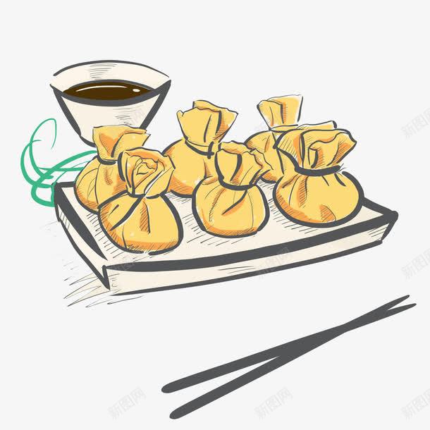 手绘早点早茶png免抠素材_88icon https://88icon.com 吃食 早茶 点心 筷子 简约手绘 美食 美食涂鸦 菜包 酱料 食物