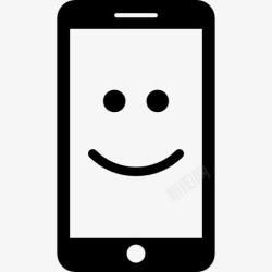 使用手机的人智能手机与微笑图标高清图片