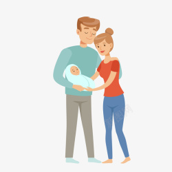 三口之家抱着婴儿的父母高清图片