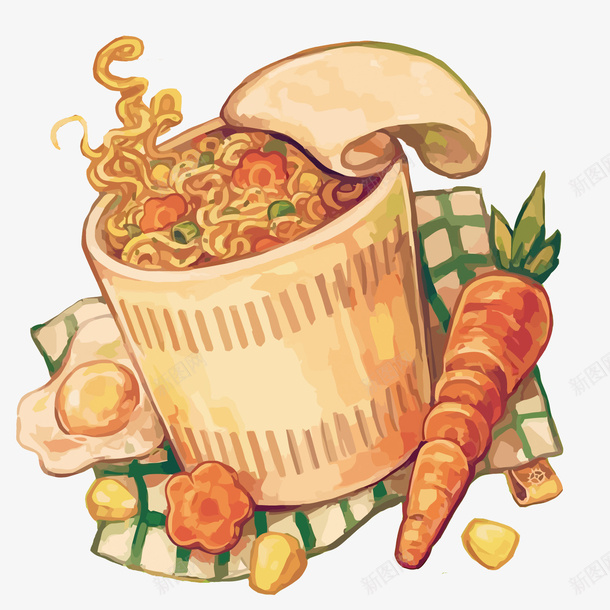 水彩手绘泡面矢量图eps免抠素材_88icon https://88icon.com 卡通 吃泡面 手绘 杯面 桌布 泡面PNG矢量图 泡面免扣PNG图 泡面图 煮泡面 矢量图 矢量泡面 胡萝卜