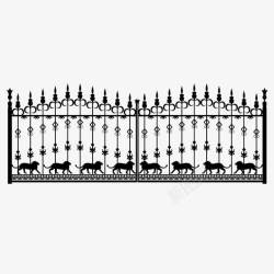 大门围栏黑色铁艺动物欧式大门高清图片