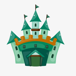 城堡建筑物绿色的城堡建筑物矢量图高清图片