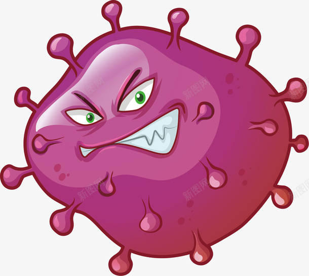 粉紫色恶性细菌矢量图ai免抠素材_88icon https://88icon.com 凶恶 有害物质 有害生物 病毒 矢量图 粉红色 细菌