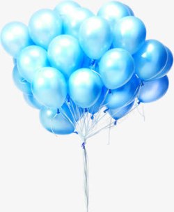 蓝色带亮光一簇气球素材