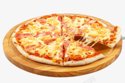 披萨饼皮实物砧板夏威夷披萨高清图片