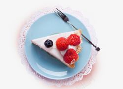 叉子矢量图实物一块草莓小蛋糕高清图片