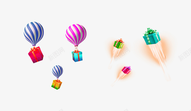 热气球礼物装饰图案png免抠素材_88icon https://88icon.com 免抠PNG 热气球 礼物 礼盒 装饰图案