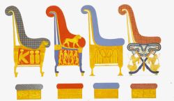 手绘古埃及帝皇座椅素材