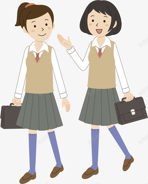 卡通高兴女孩图png免抠素材_88icon https://88icon.com 公文包 卡通 商务 女孩 学生 插图 高兴地