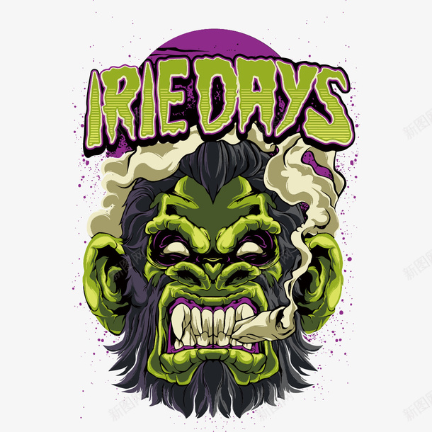 卡通版的大猩猩头像矢量图ai免抠素材_88icon https://88icon.com 动漫动画 卡通手绘 吸烟 大猩猩 英文字母 装饰图 矢量图