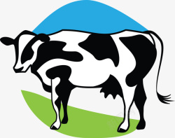 牛奶绿色草原与奶牛矢量图高清图片