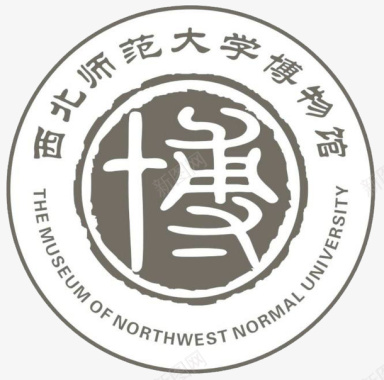 圆形世界地图LOGO灰色圆形西北师范大学博物馆标志图标图标