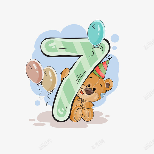 卡通绿色数字7小熊矢量图eps免抠素材_88icon https://88icon.com 可爱 可爱小熊 小熊 手绘 手绘小熊 数字 数字7 看图识字卡，看图识字 矢量图