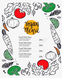 手绘风蔬菜的菜单矢量图海报