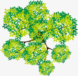 绿色春季树顶树枝素材